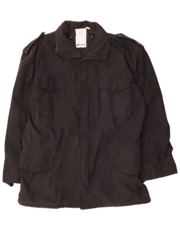 Vintage Mens Military Jacket UK 40 Large Black Cotton