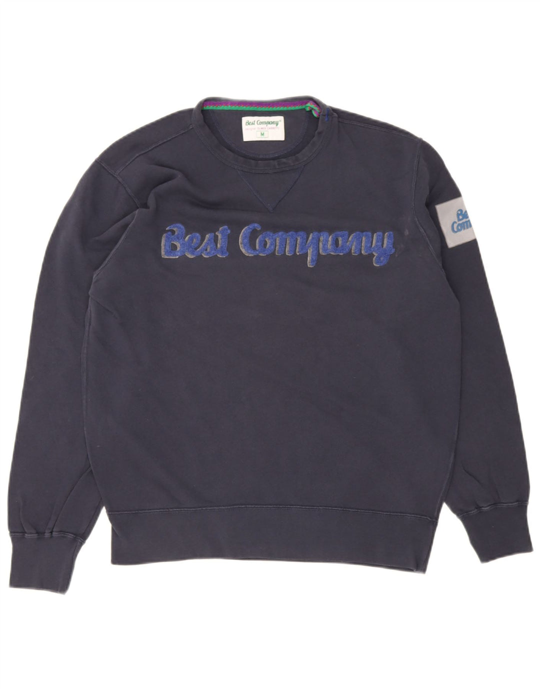 Suéter gráfico masculino Best Company com capuz médio azul marinho