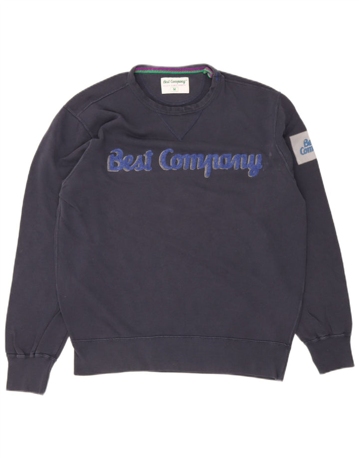 Suéter gráfico masculino Best Company com capuz médio azul marinho
