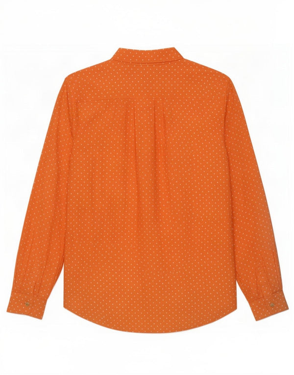 Blusa camisa feminina vintage grande Reino Unido 16 grande viscose manchada laranja
