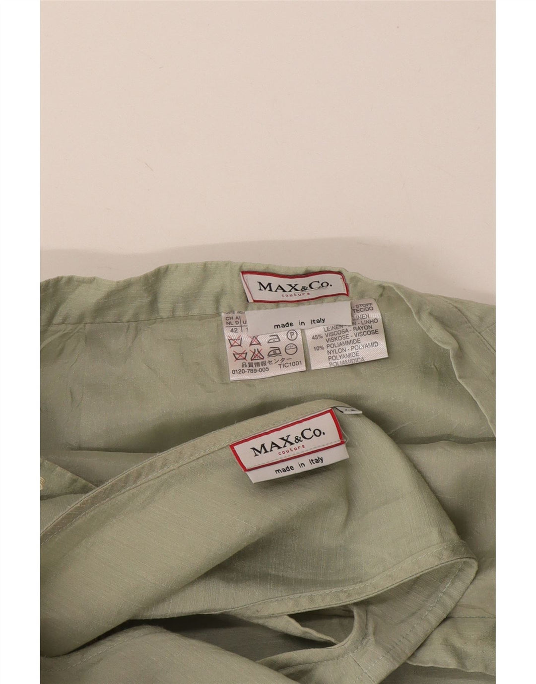 Conjunto de saia feminina de 2 peças Max & Co. IT 42 Médio W30 Linho Verde