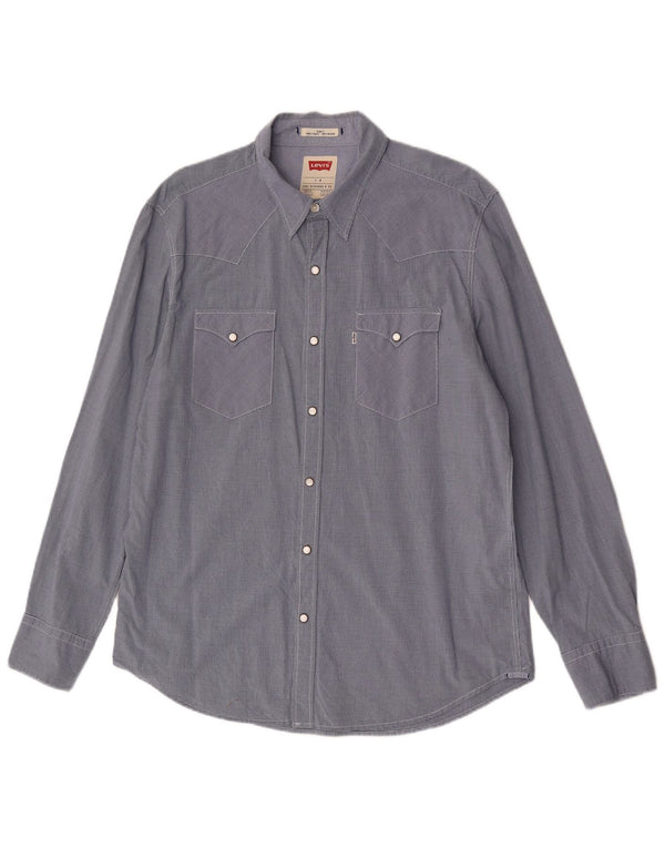 Camisa masculina Slim Fit Levi's grande algodão guingão azul marinho