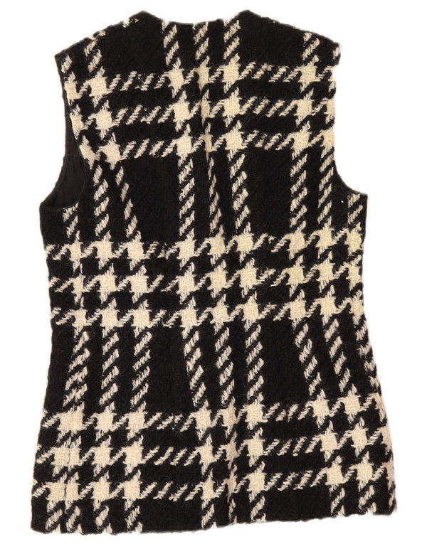 Colete feminino vintage UK 12 médio xadrez preto