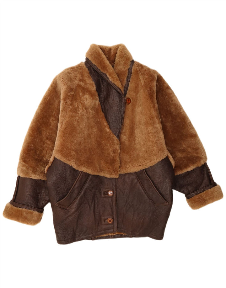 Jaqueta vintage feminina oversized IT 40 Small Brown Colourblock