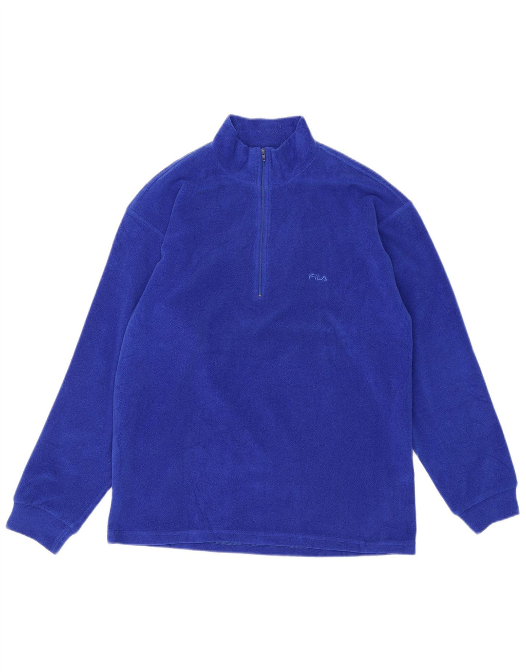 Fila Mens Zip Neck Fleece Jumper IT 48 Poliéster Azul Médio
