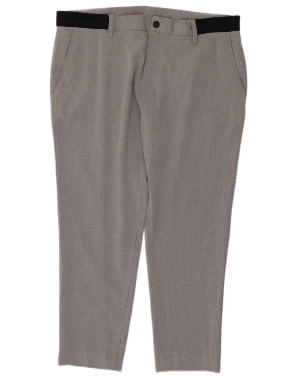 Zara Calça masculina cortada XL W34 L25 cinza colorblock