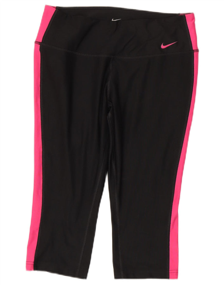 Leggings Nike Dri Fit Capri UK 12 Médio Preto Colourblock