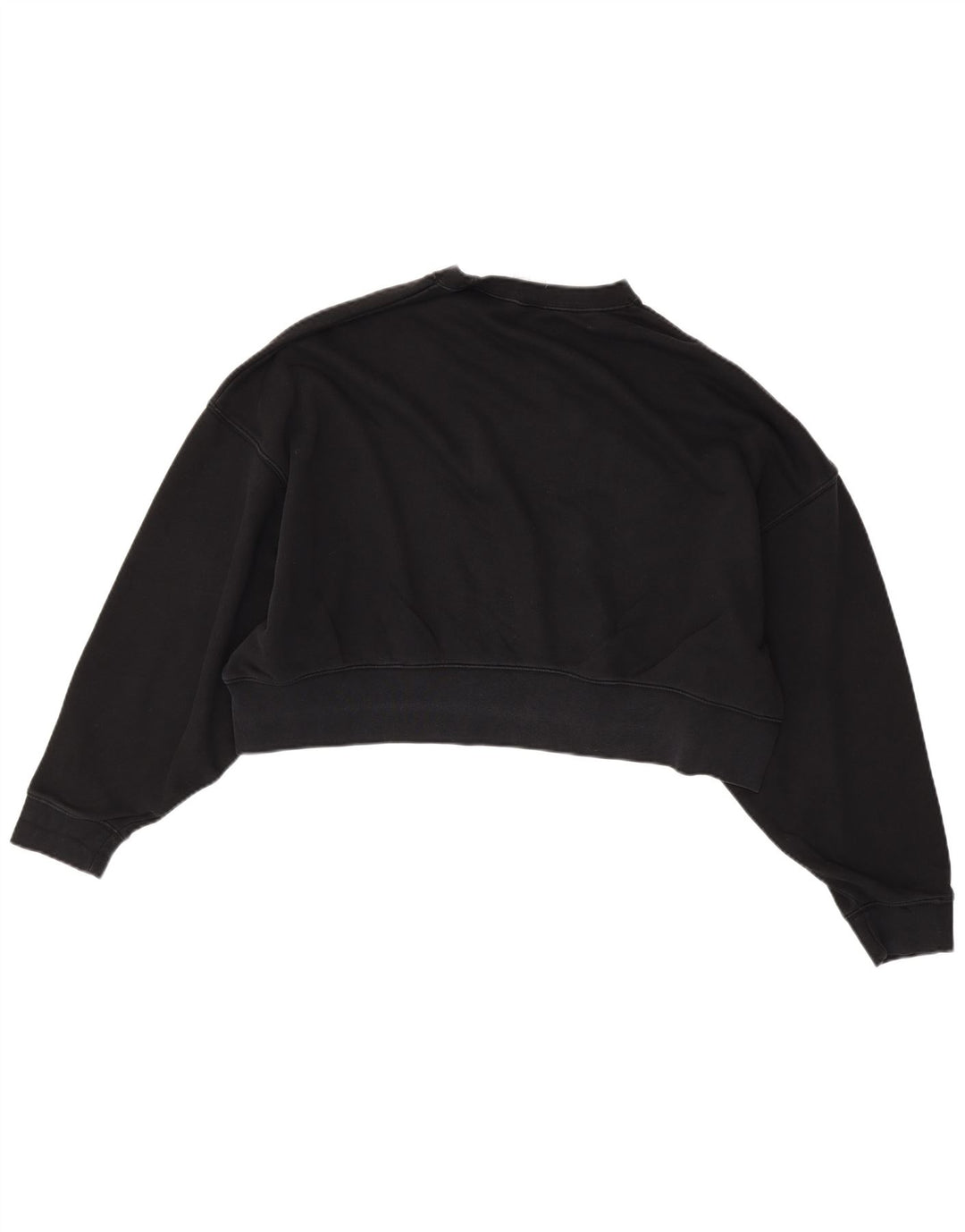 NIKE Womens Crop Oversized Sweatshirt Jumper UK 14 Médio Preto Algodão