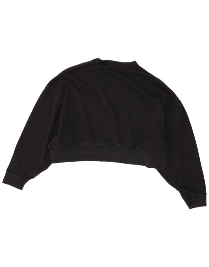 NIKE Womens Crop Oversized Sweatshirt Jumper UK 14 Médio Preto Algodão