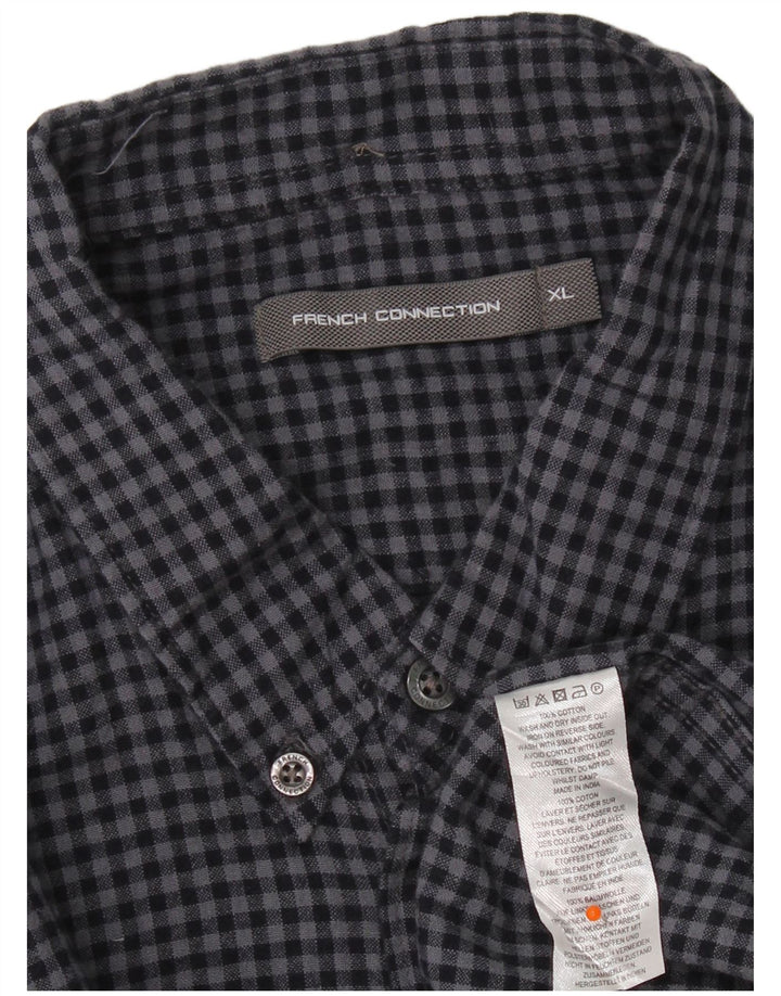 Camisa masculina French Connection XL azul marinho algodão guingão