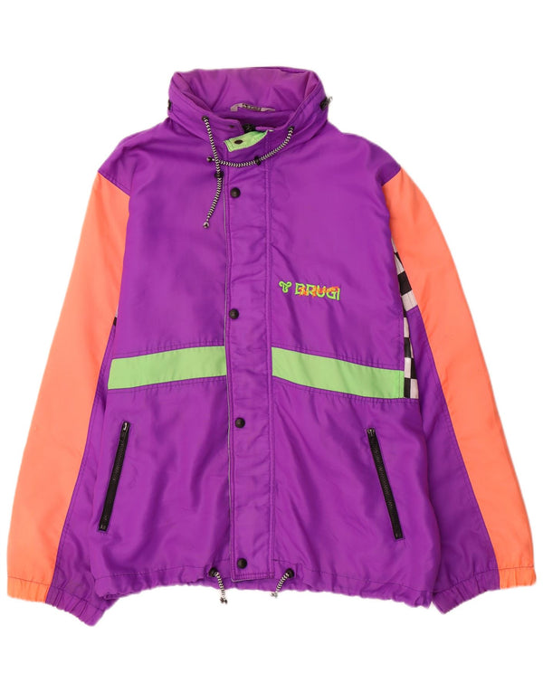 Jaqueta de chuva masculina Brugi UK 44 2XL roxo Colourblock poliéster