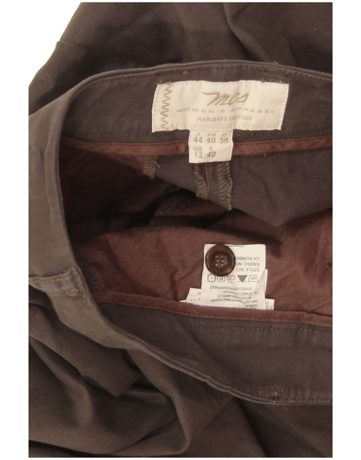 Calça casual feminina Marlboro Classics UK 12 médio W30 L28 algodão cinza
