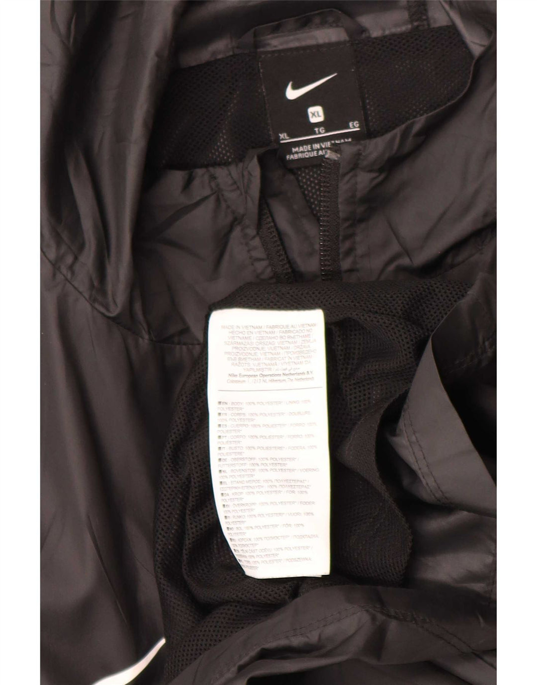 Jaqueta de chuva masculina Nike Graphic com capuz UK 42 XL poliéster preto