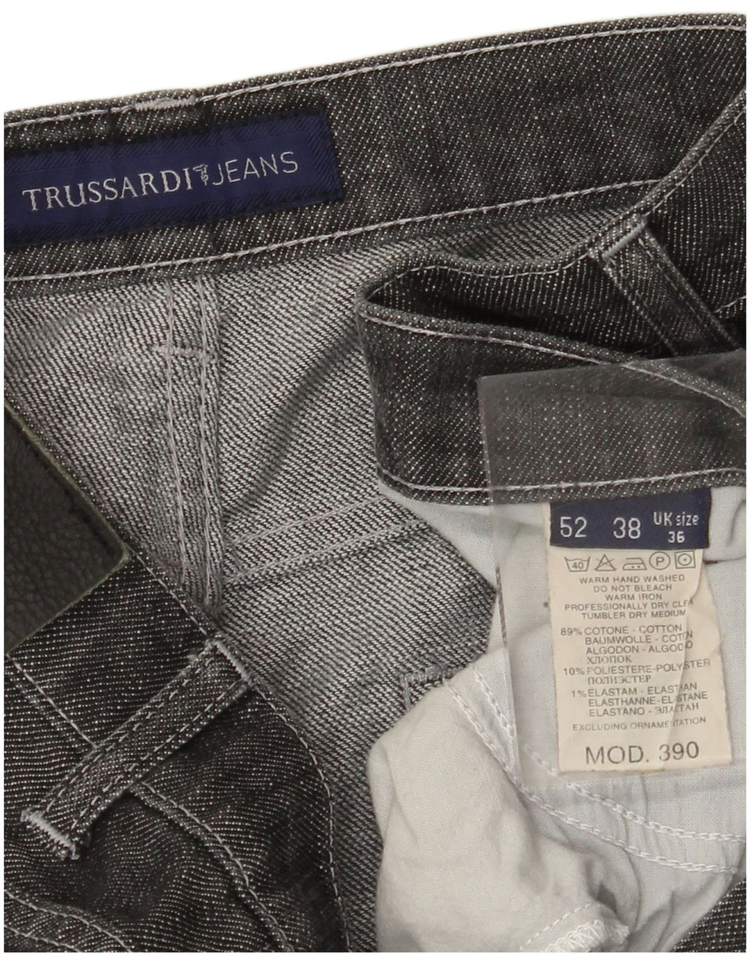 Jeans retos masculinos TRUSSARDI W36 L27 algodão cinza