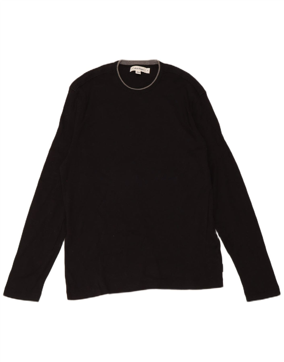 Suéter masculino Calvin Klein com gola redonda, algodão preto médio