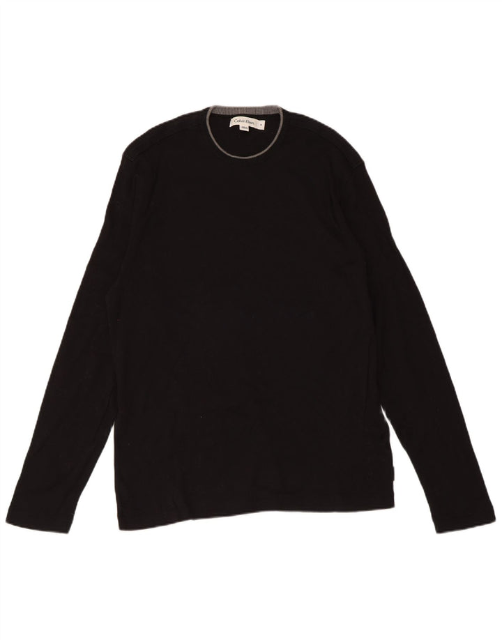 Suéter masculino Calvin Klein com gola redonda, algodão preto médio