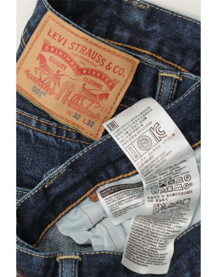 Levi's Masculino 501 Straight Jeans W32 L32 Azul Algodão