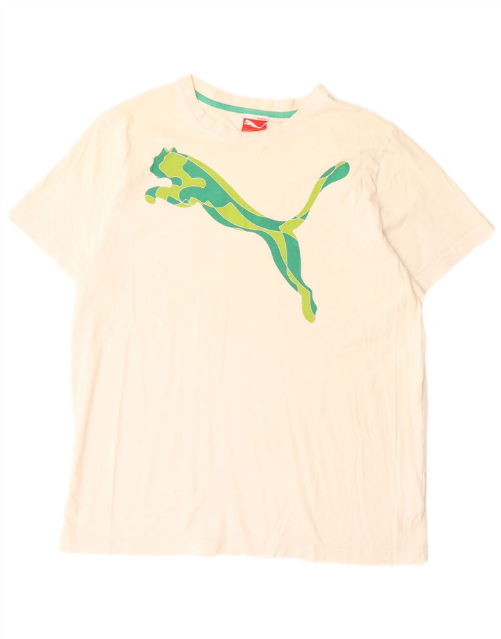 Puma Mens Graphic T-Shirt Top Grande Algodão Branco