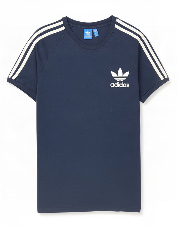 Adidas Mens Graphic T-Shirt Top Grande Algodão Azul Marinho