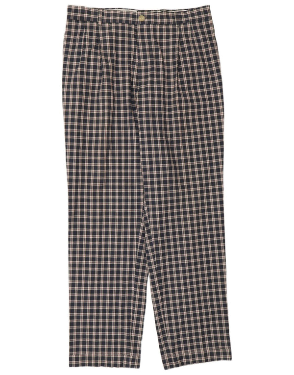 Calça Chino masculina Lacoste Pegged tamanho 44 grande W34 L31 azul marinho xadrez