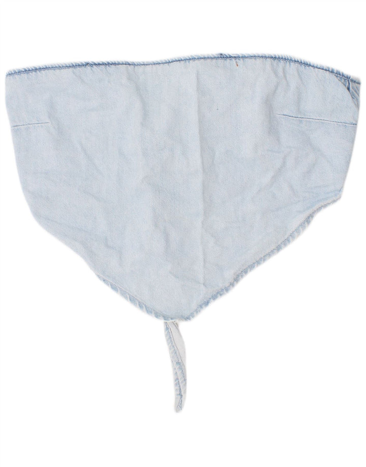 Zara Top feminino jeans curto azul médio algodão