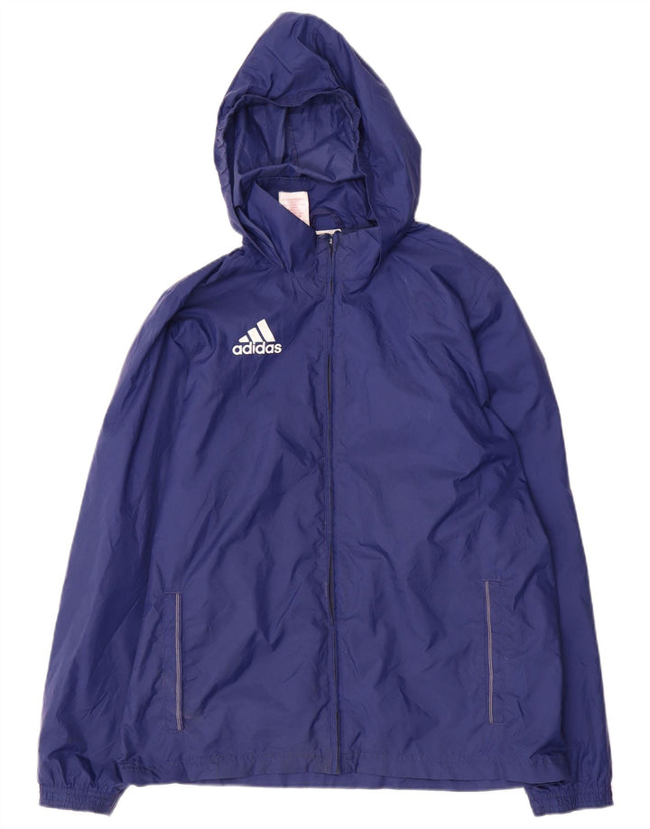 Jaqueta de chuva com capuz Adidas meninos 13-14 anos azul marinho poliéster