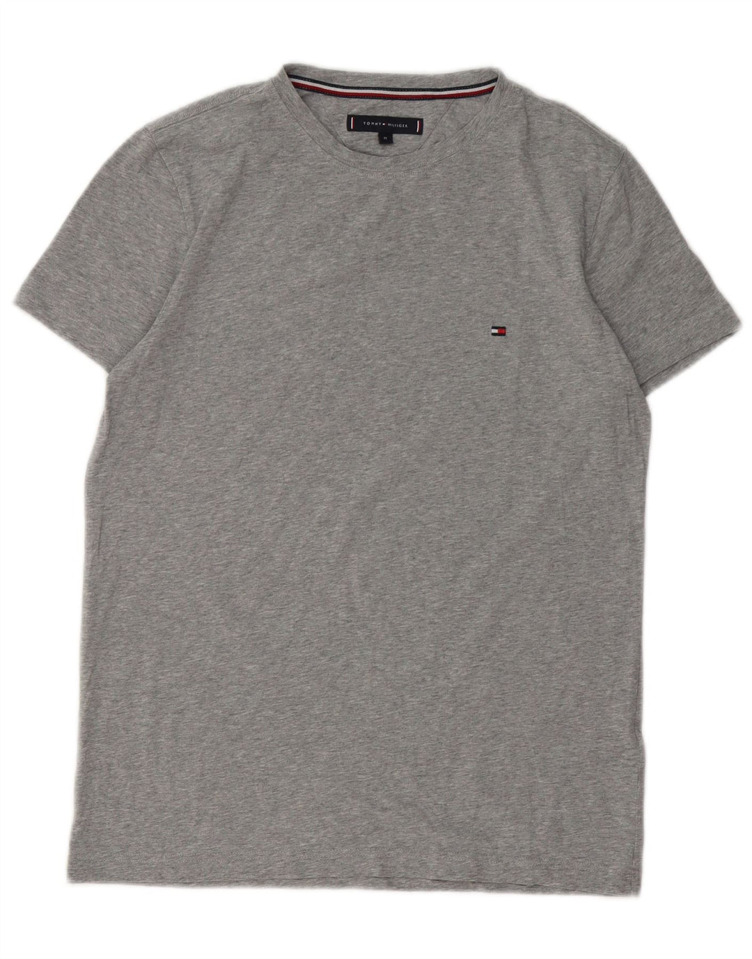 Camiseta masculina Tommy Hilfiger Top cinza médio algodão manchado