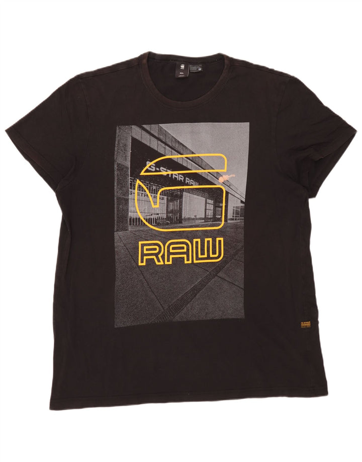 Camiseta gráfica masculina G-Star Top 2XL algodão preto