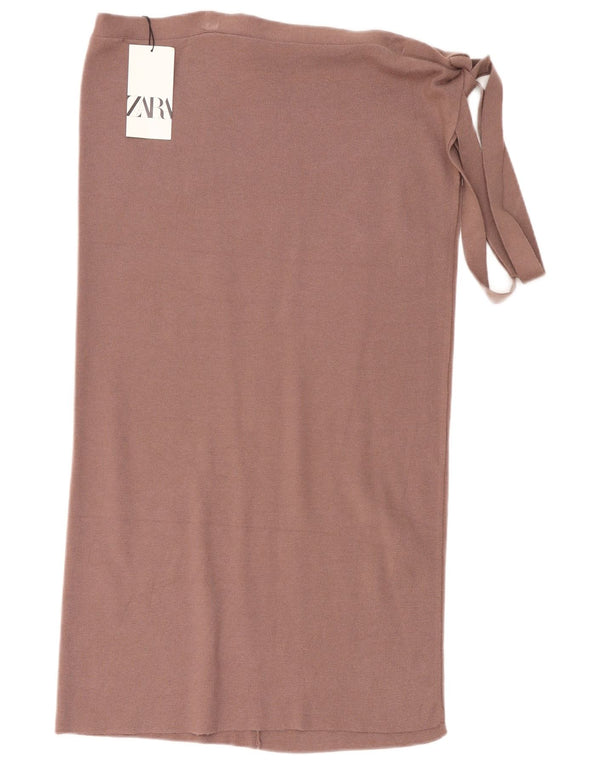 Zara Saia feminina de malha envoltória média W28 marrom viscose