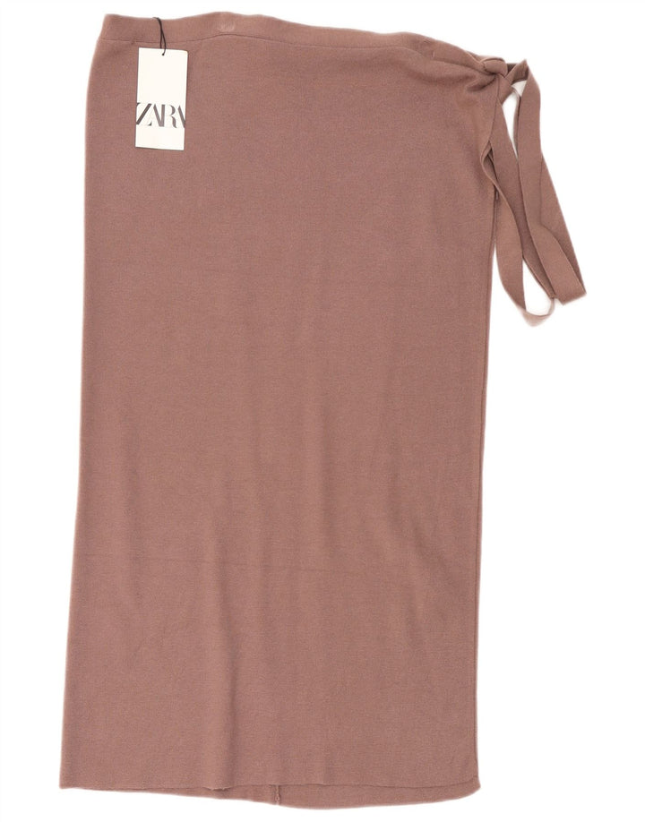 Zara Saia feminina de malha envoltória média W28 marrom viscose