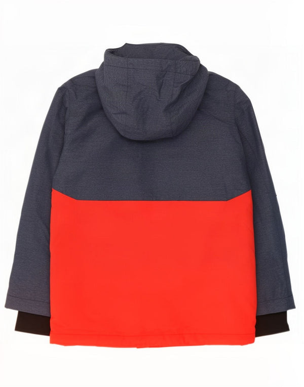 Jaqueta de esqui com capuz para meninos Quiksilver 11-12 anos grande colorblock vermelho nylon