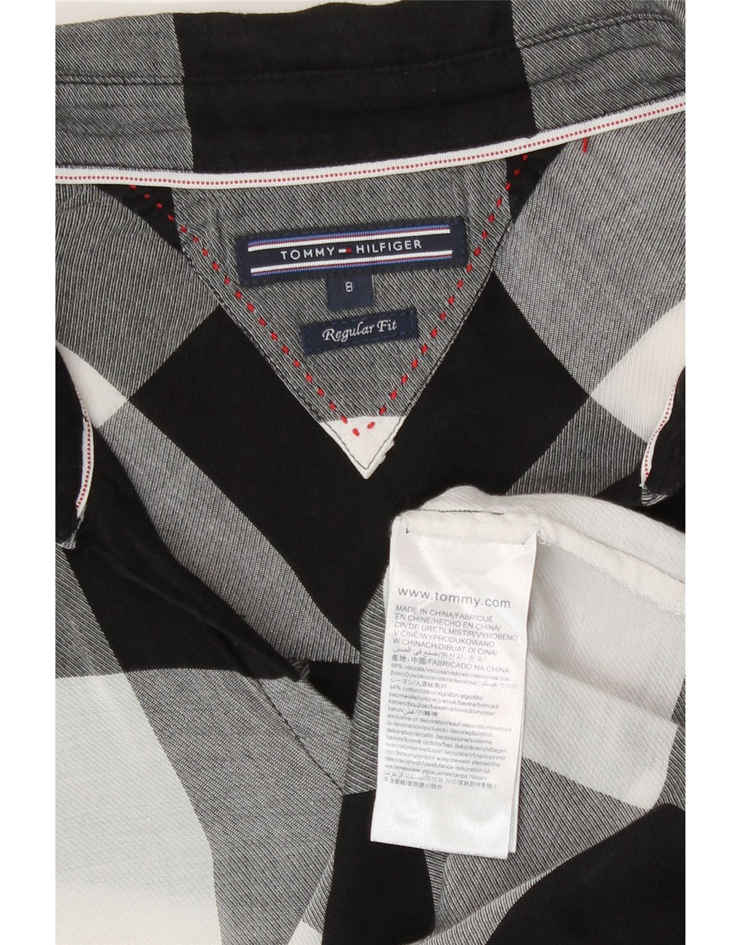 Camisa feminina Tommy Hilfiger Regular Fit US 8 média preta xadrez viscose