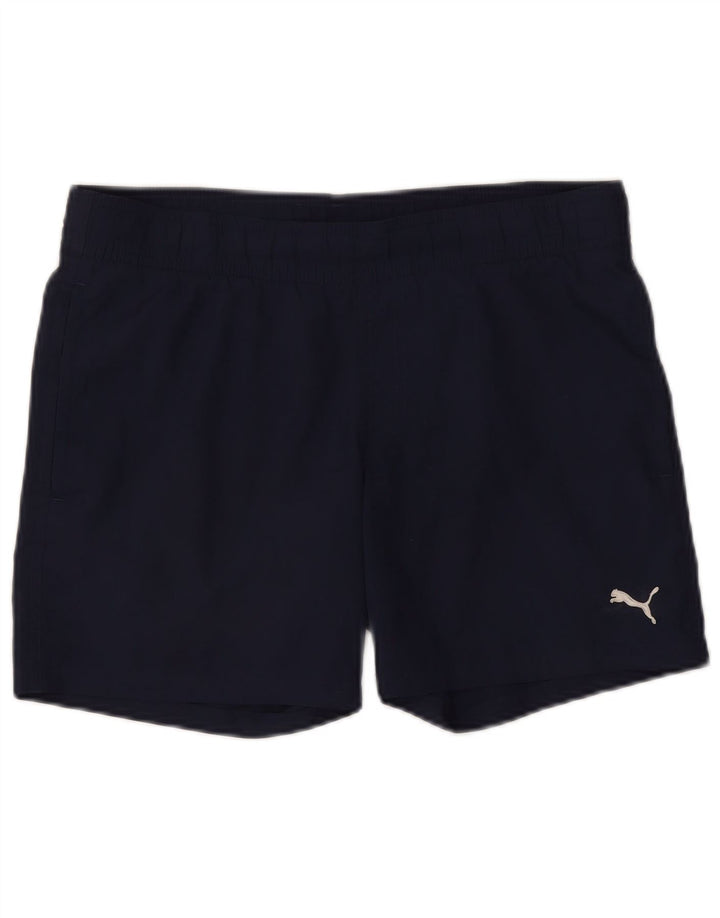 Shorts esportivos masculinos Puma pequenos poliéster azul marinho