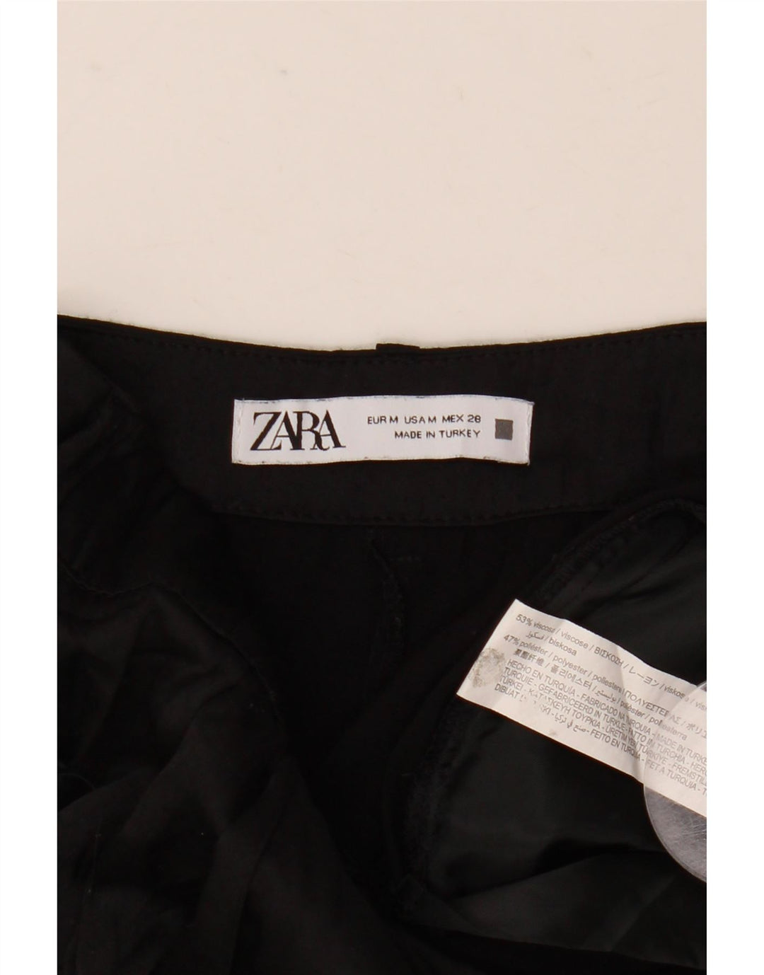 Calça feminina Zara cortada média W28 L25 preta viscose