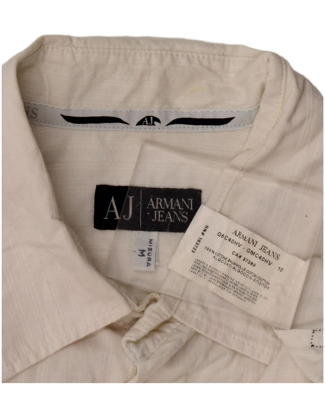 Camisa masculina ARMANI JEANS de algodão branco médio