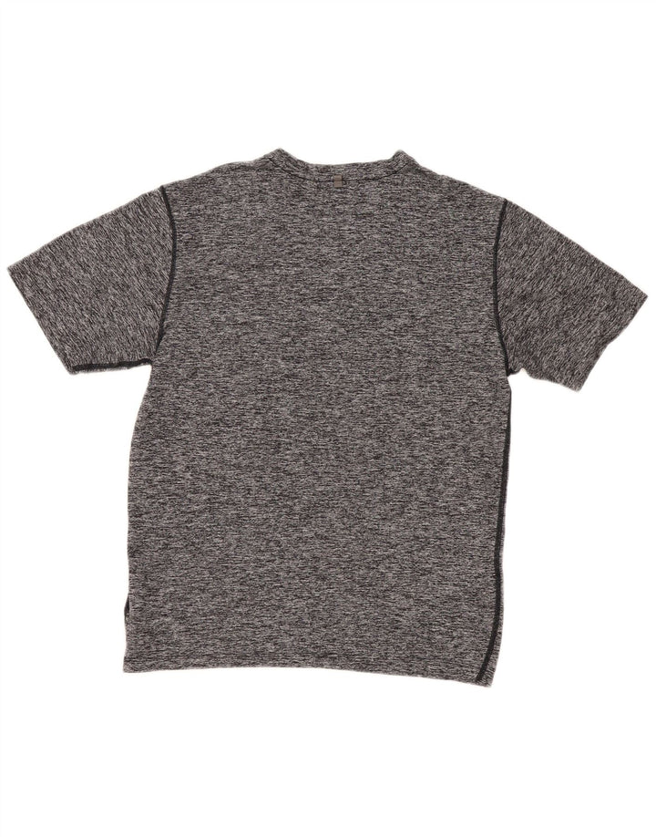 Camiseta masculina New Balance poliéster manchado cinza médio