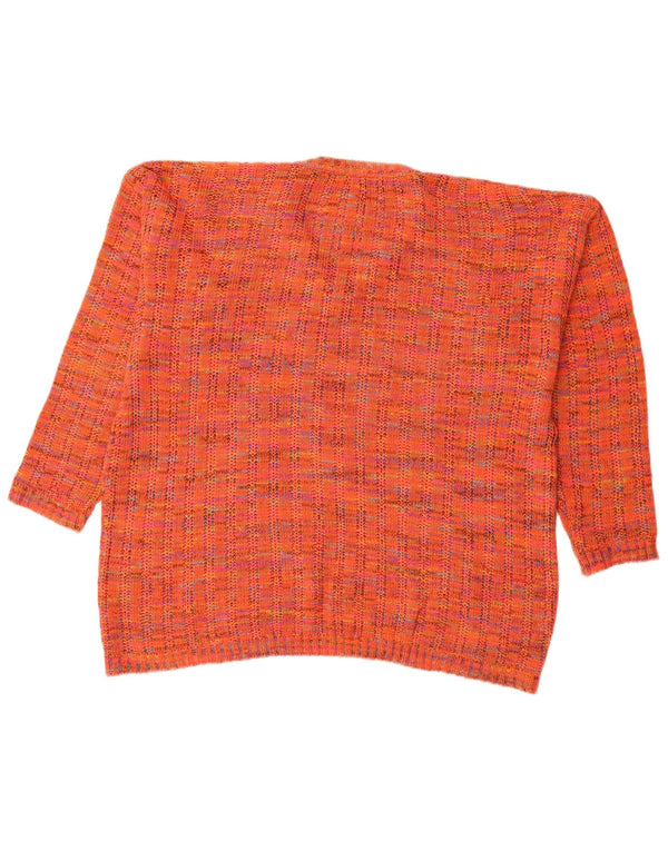 Suéter feminino VINTAGE com decote em V UK 18 XL laranja