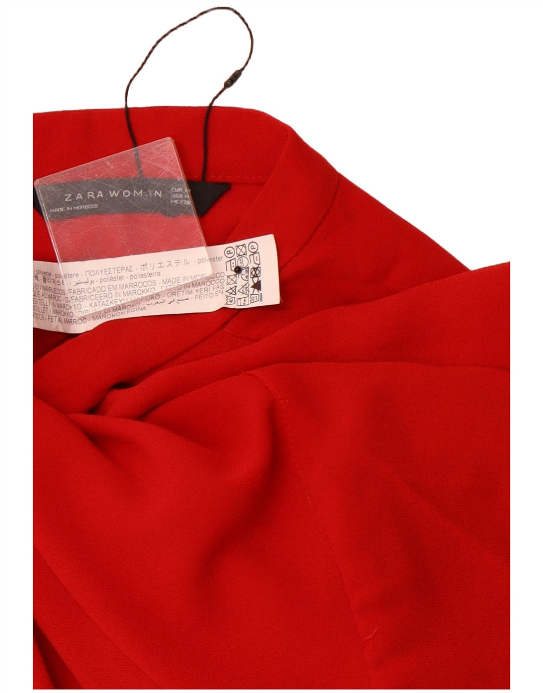 Vestido feminino ZARA manga comprida evasê Reino Unido 12 poliéster vermelho médio