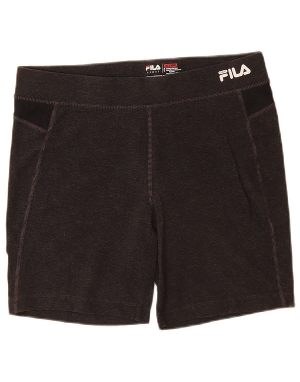 Shorts esportivos femininos FILA UK 8 pequeno algodão colorblock cinza