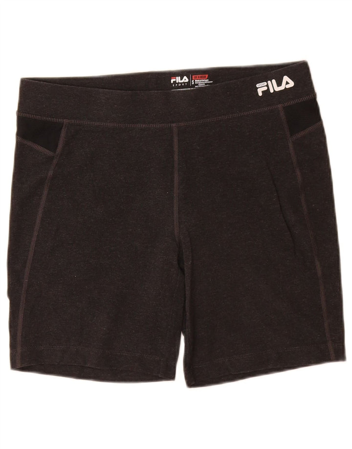 Shorts esportivos femininos FILA UK 8 pequeno algodão colorblock cinza