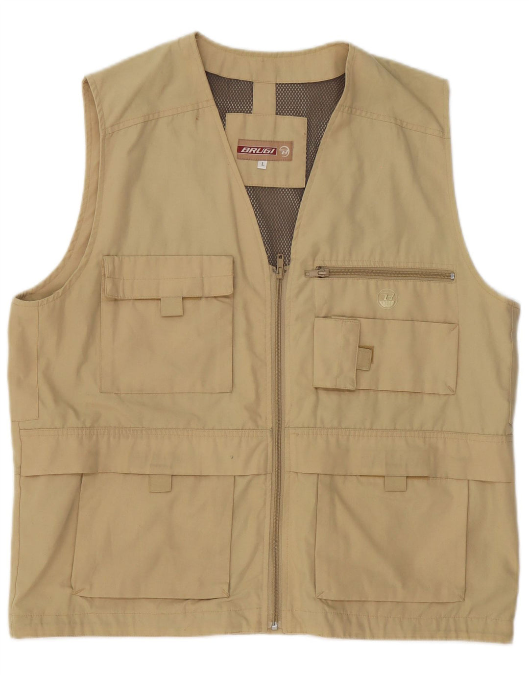 Brugi Mens Utility Gilet UK 40 Grande Poliéster Cáqui