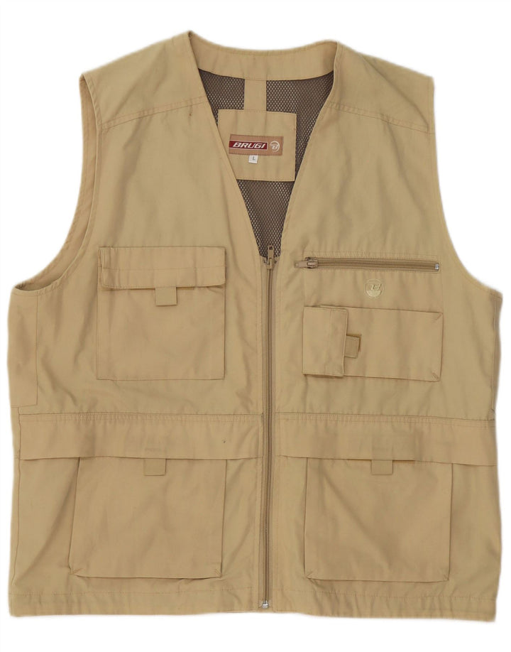 Brugi Mens Utility Gilet UK 40 Grande Poliéster Cáqui