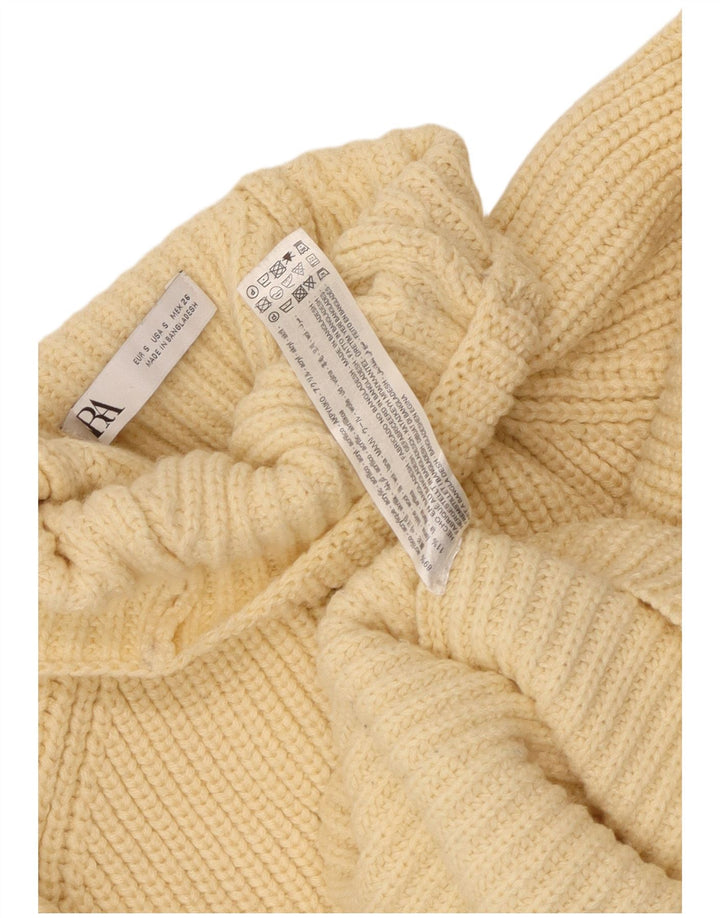 ZARA Suéter feminino superdimensionado com gola de tartaruga Reino Unido 10 pequeno amarelo