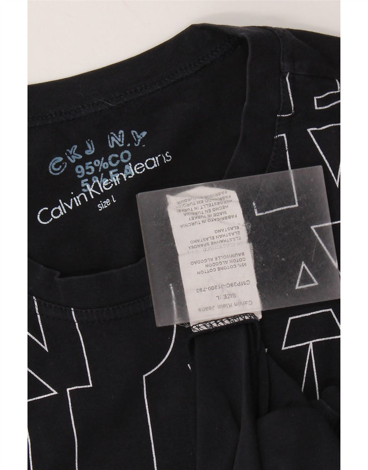 CALVIN KLEIN JEANS Camiseta masculina gráfica grande algodão azul marinho