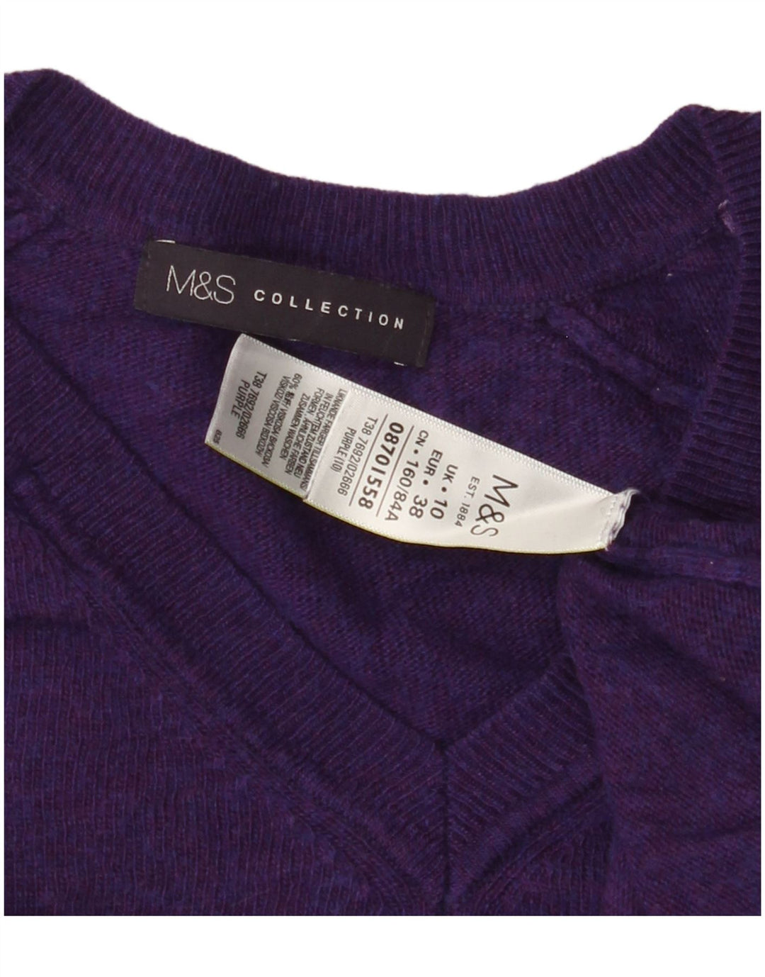 MARKS & SPENCER Suéter feminino oversized com decote em V Reino Unido 10 pequeno roxo
