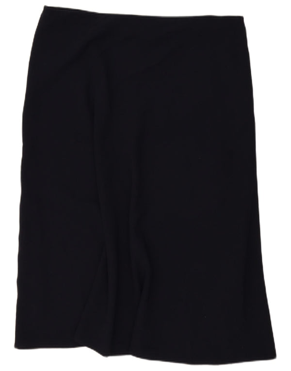 Saia midi feminina Marks & Spencer UK 18 XL W40 azul marinho poliéster