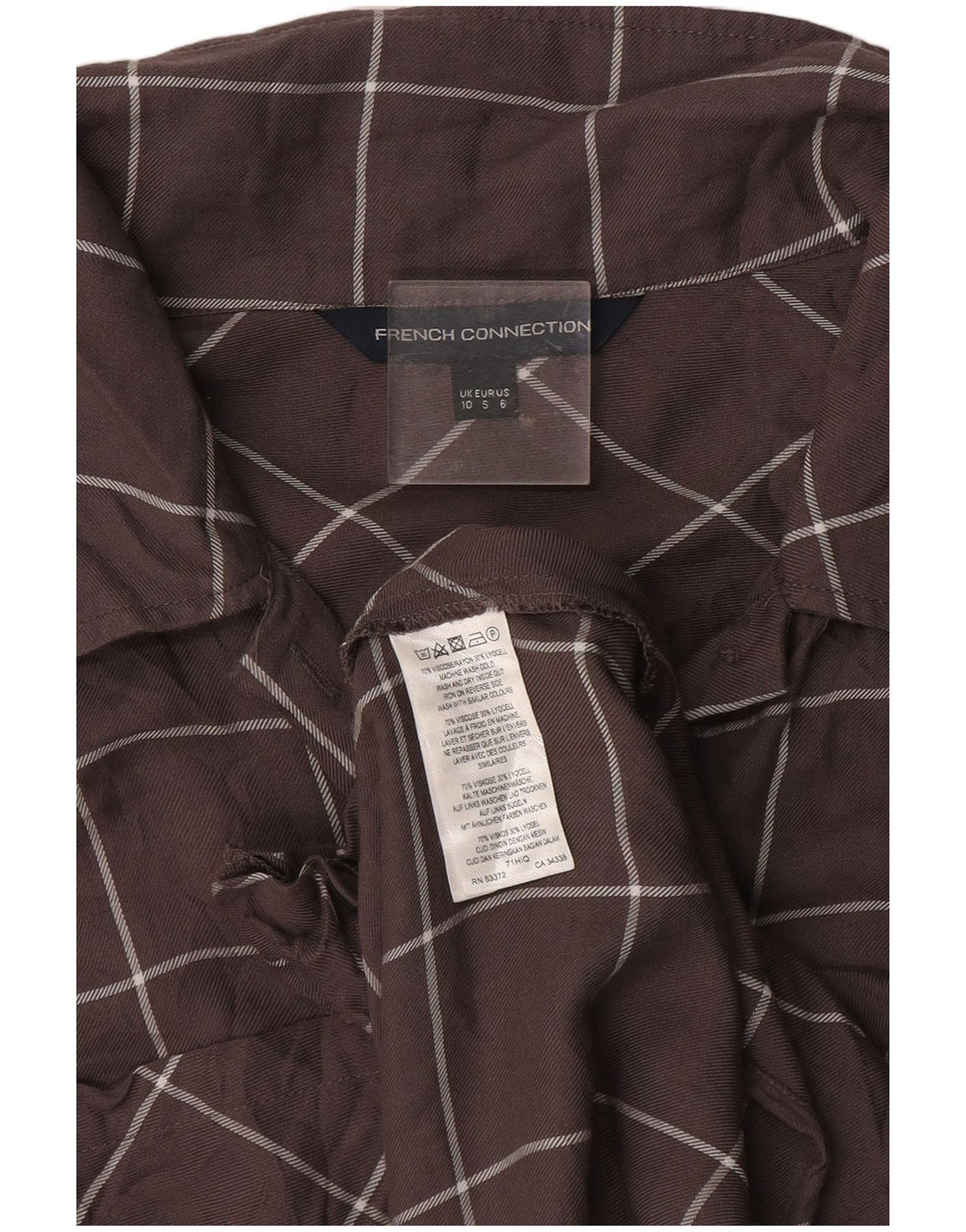 Vestido feminino de manga comprida com manga comprida French Connection Reino Unido 10 xadrez cinza pequeno