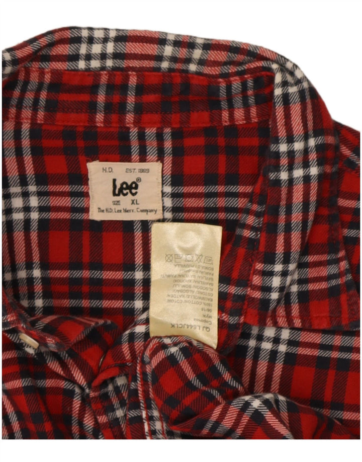 Camisa masculina de flanela Lee XL algodão xadrez vermelho