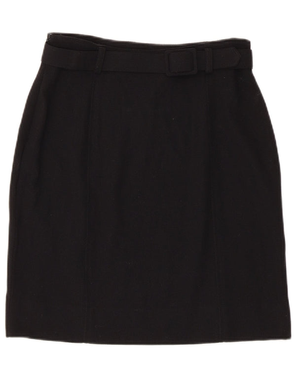 Saia reta feminina vintage IT 42 médio W26 lã preta