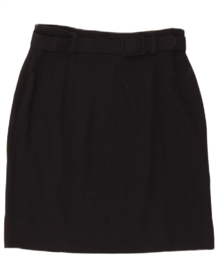 Saia reta feminina vintage IT 42 médio W26 lã preta